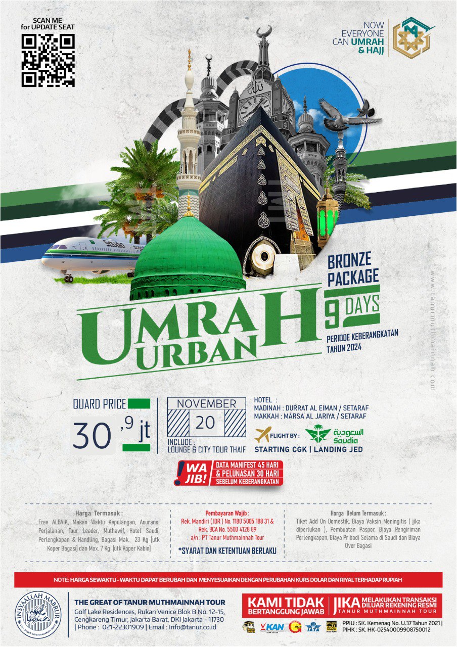 Umrah Urban 09 hari 20 November