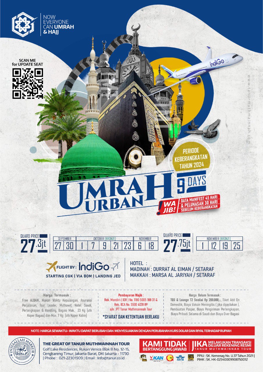 Umrah Urban 09 Hari September, Oktober, November 2024