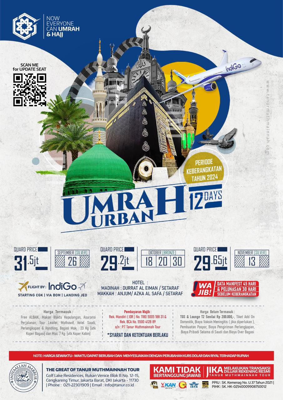 Umrah Urban 12 hari September, Oktober, November